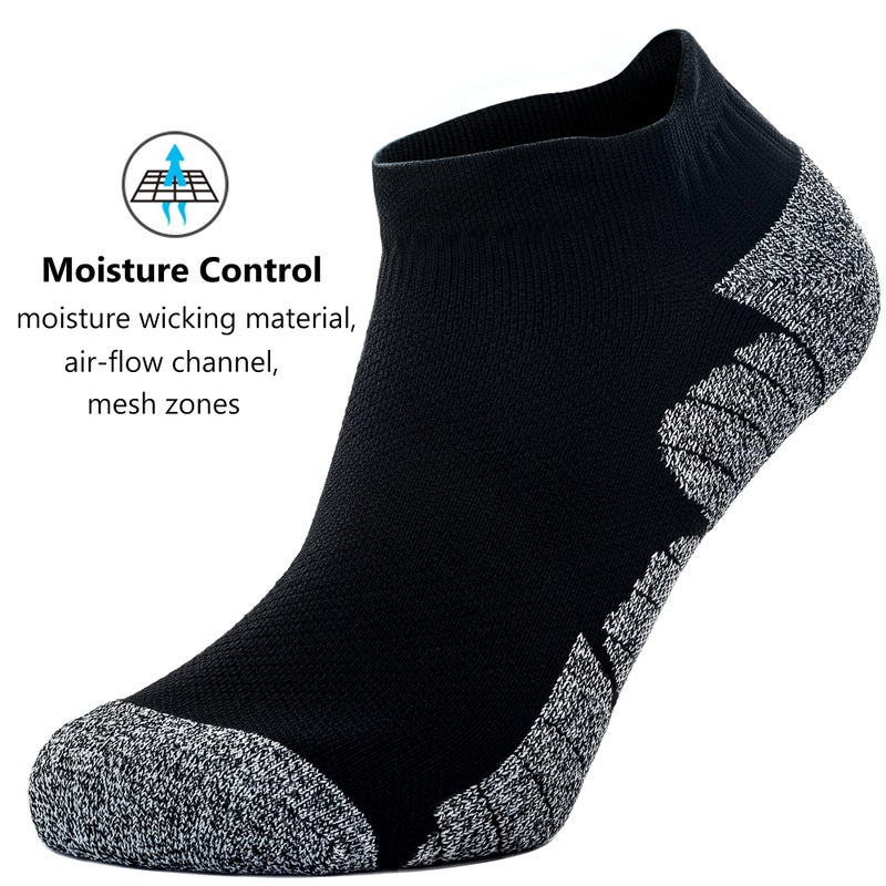 CWVLC Unisex Cushioned Compression Athletic Ankle Socks Multipack, 3-pairs Black, XL (13.5-15.5 W US/ 12-14 M US) - Image 5